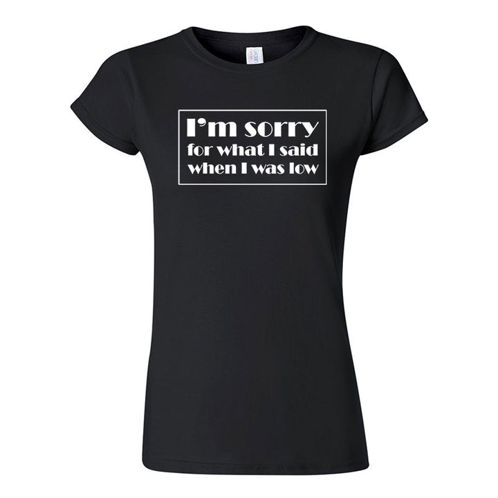 I'm sorry for what I said when I was low Women's t-shirt