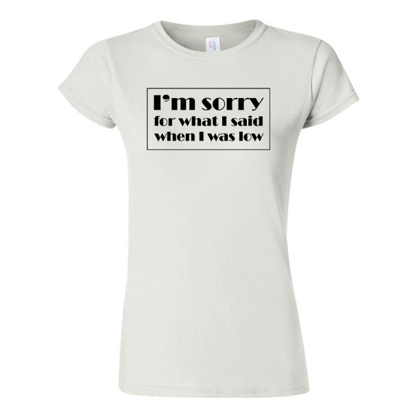 I'm sorry for what I said when I was low Women's t-shirt