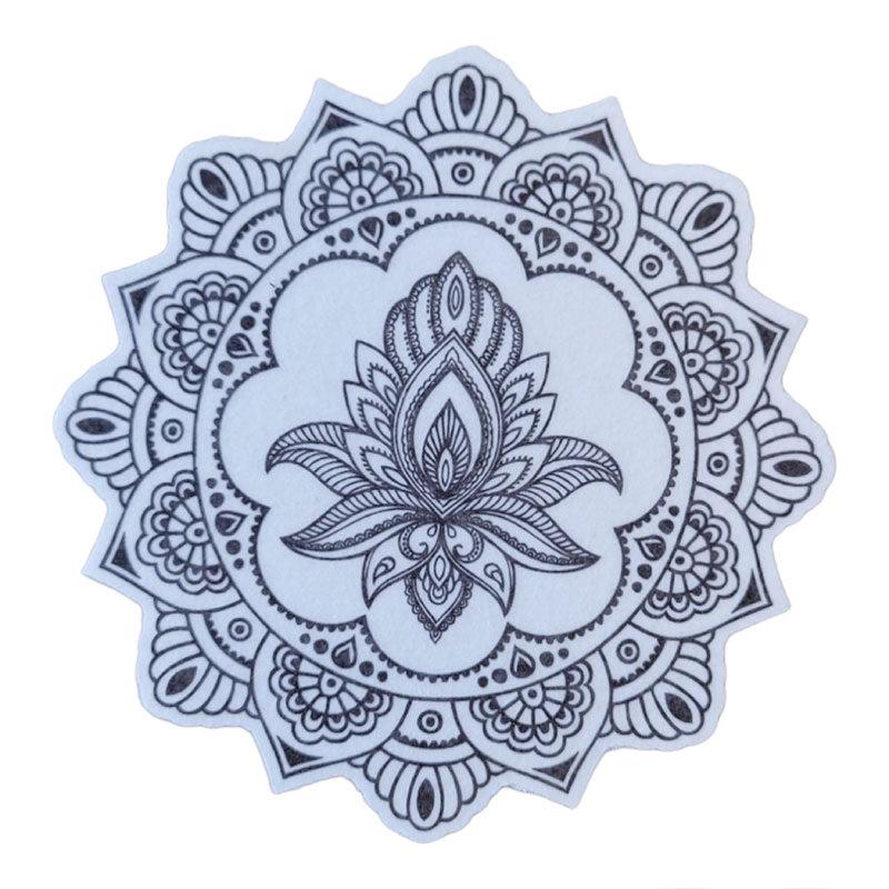 No cutout Silly Patch: Black henna lotus mandala