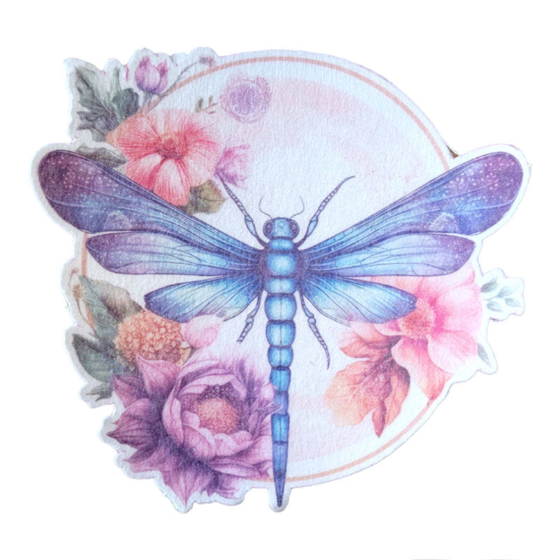 No cutout Silly Patch: Dragonfly floral design