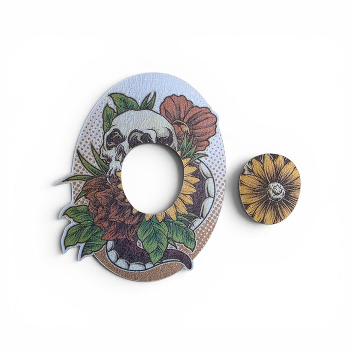Dexcom G7 Silly Patch: Skull flowers