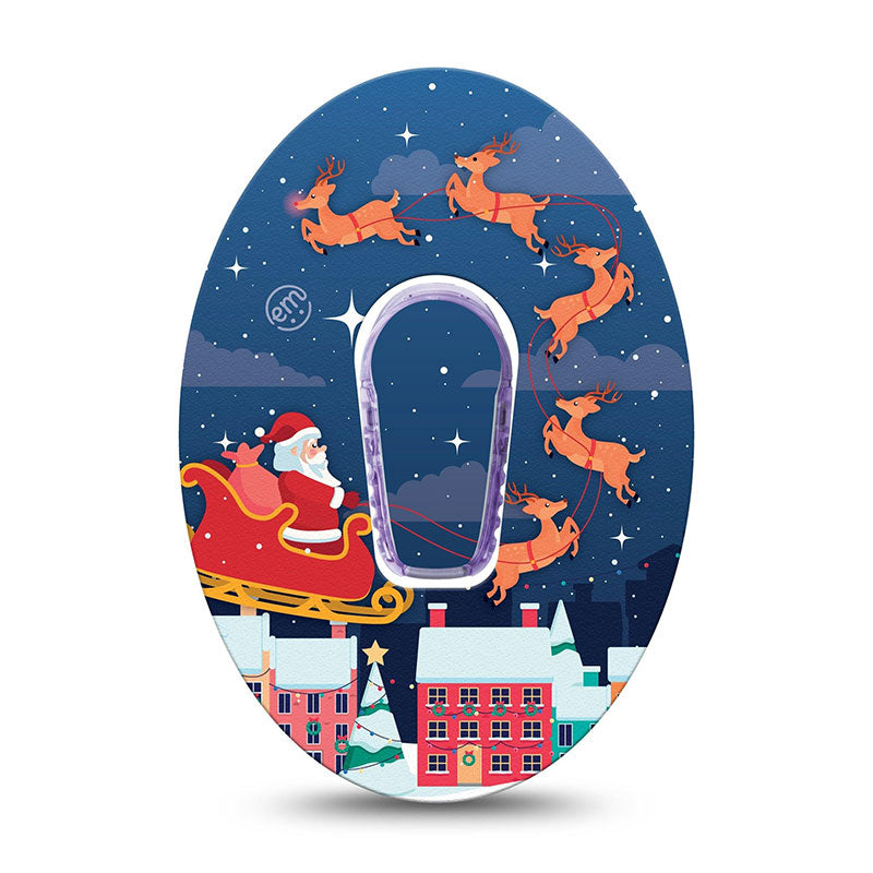 ExpressionMed Dexcom G6 transmitter sticker: Santa with sled