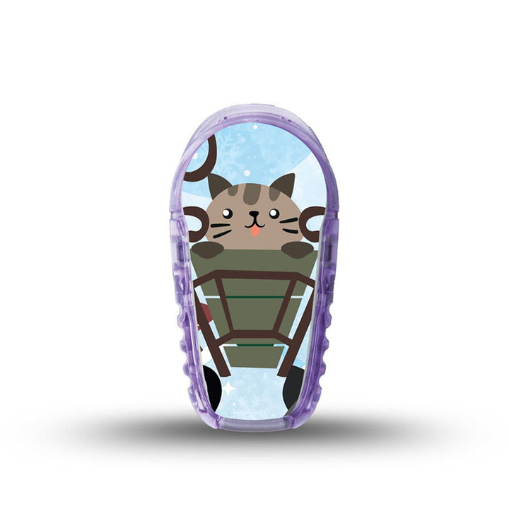 ExpressionMed Dexcom G6 transmitter sticker: Sledding cats in sweaters