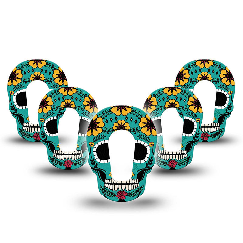 Dexcom G6 ExpressionMed tapes: Teal skull