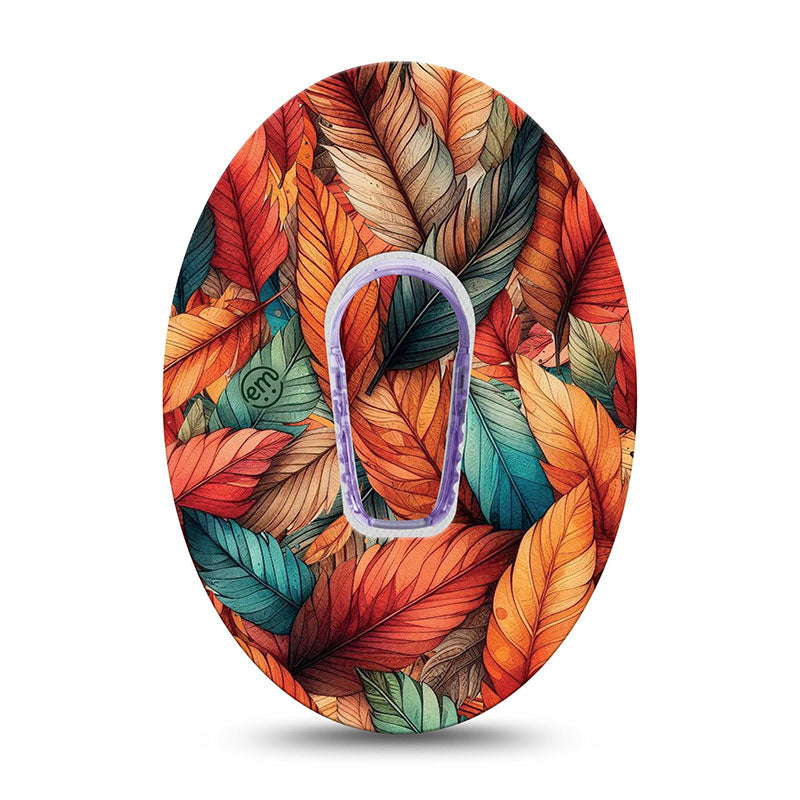 ExpressionMed Dexcom G6 transmitter sticker: Fall leaf feathers