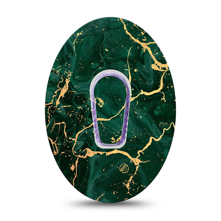 ExpressionMed Dexcom G6 transmitter sticker: Green & gold marble