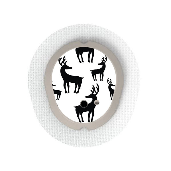 Dexcom G7 transmitter sticker: Black and white reindeer