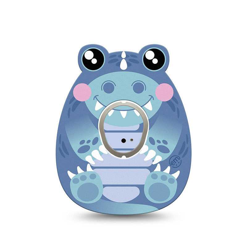 ExpressionMed Dexcom G7 transmitter sticker: Blue dinosaur