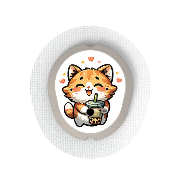 Dexcom G7 transmitter sticker: Boba cat
