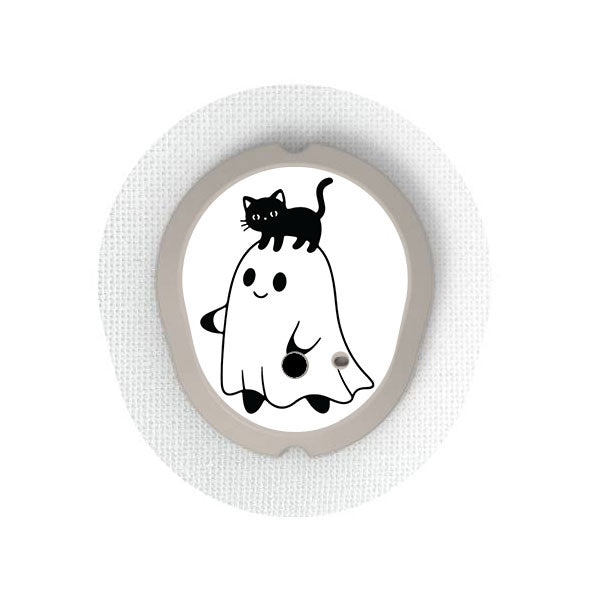 Dexcom G7 transmitter sticker: Ghost and black cat