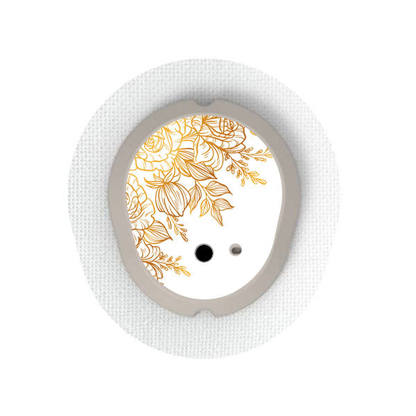 Dexcom G7 transmitter sticker: Golden floral
