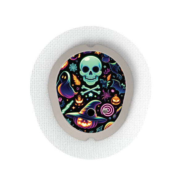 Dexcom G7 transmitter sticker: Neon Halloween