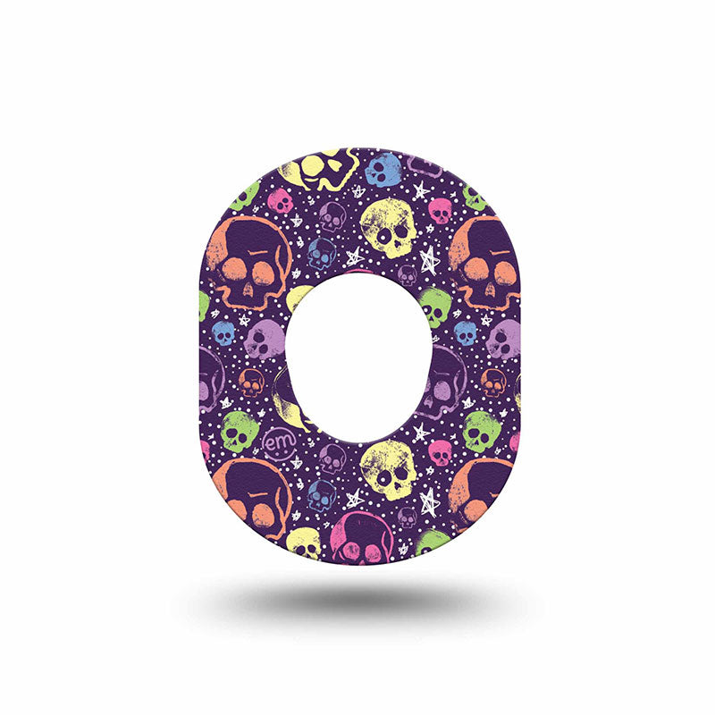 Dexcom G7 ExpressionMed tapes: Neon skulls mini