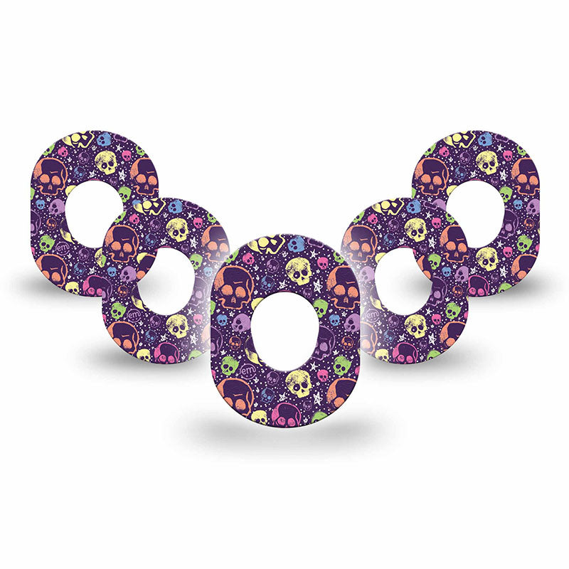 Dexcom G7 ExpressionMed tapes: Neon skulls mini