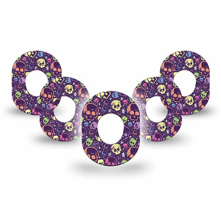 Dexcom G7 ExpressionMed tapes: Neon skulls mini