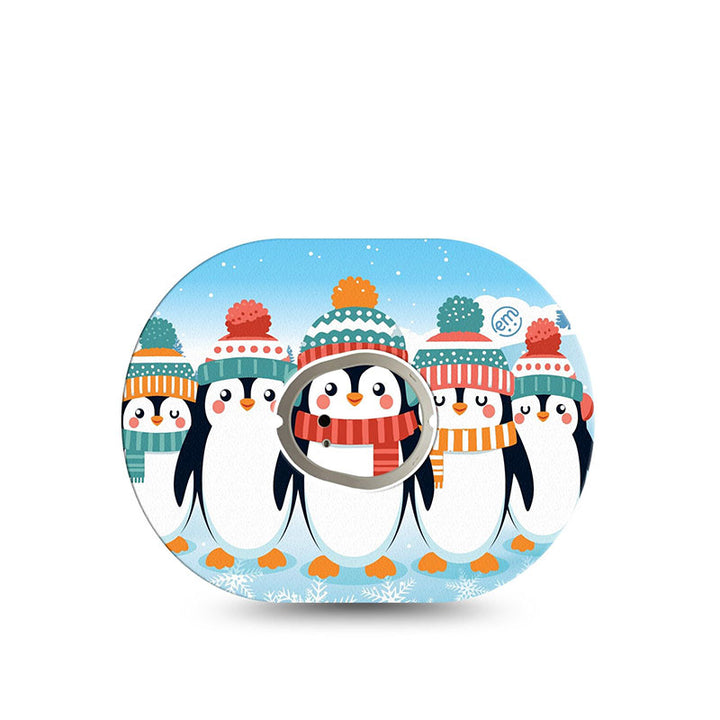 ExpressionMed Dexcom G7 transmitter sticker: Penguins in row