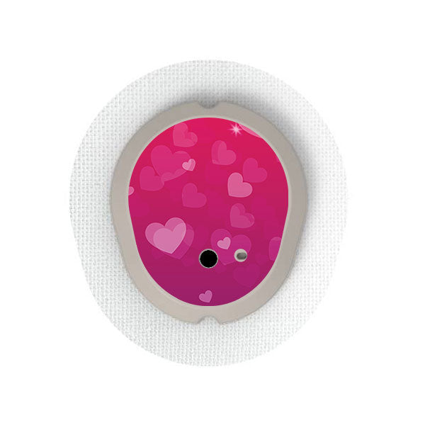 Dexcom G7 transmitter sticker: Pink hearts