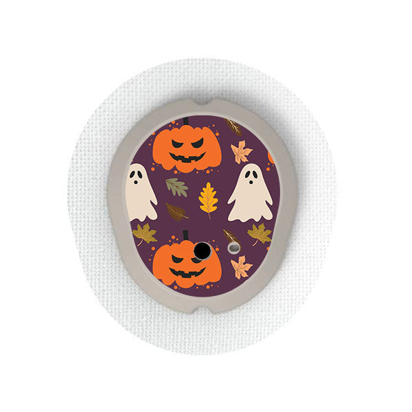 Dexcom G7 transmitter sticker: Pumpkins and ghosts