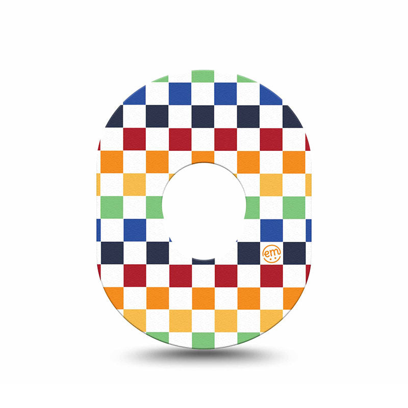 Dexcom G7 ExpressionMed tapes: Rainbow checkerboard