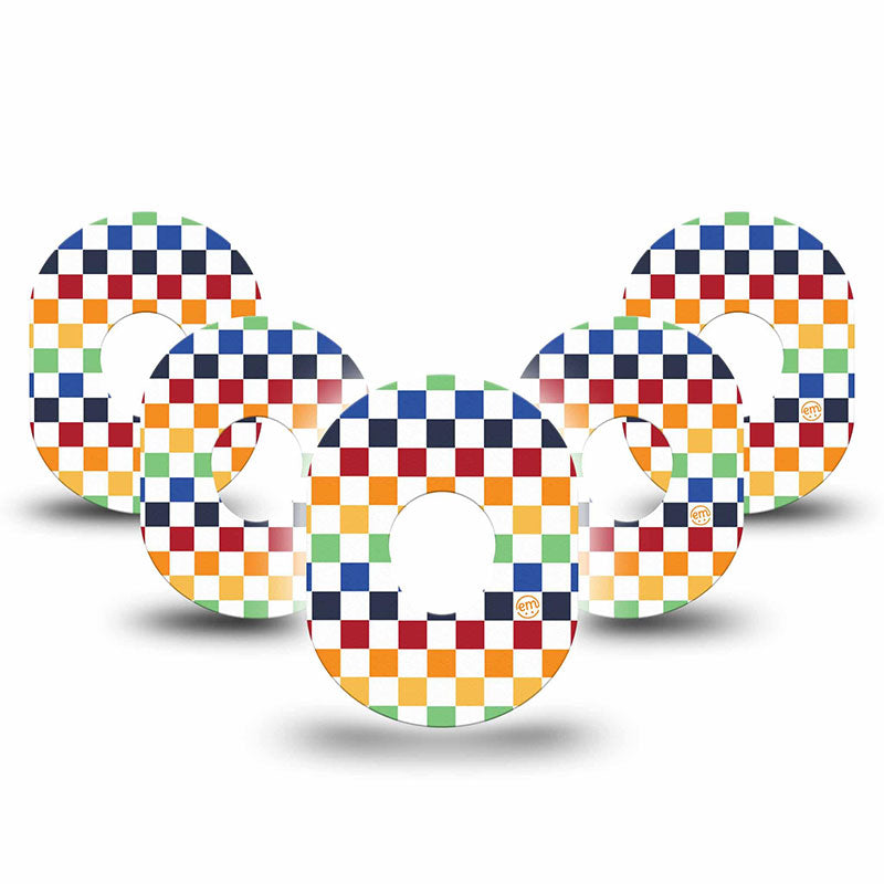 Dexcom G7 ExpressionMed tapes: Rainbow checkerboard