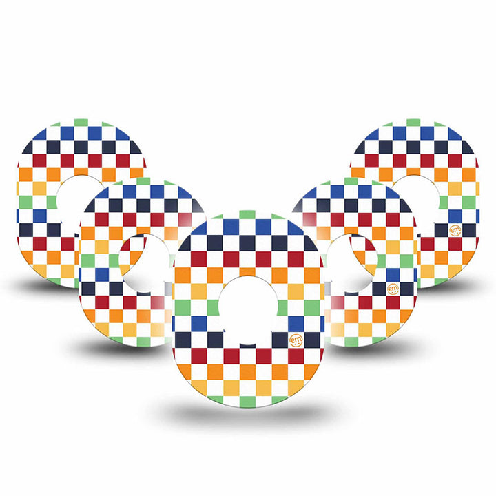 Dexcom G7 ExpressionMed tapes: Rainbow checkerboard