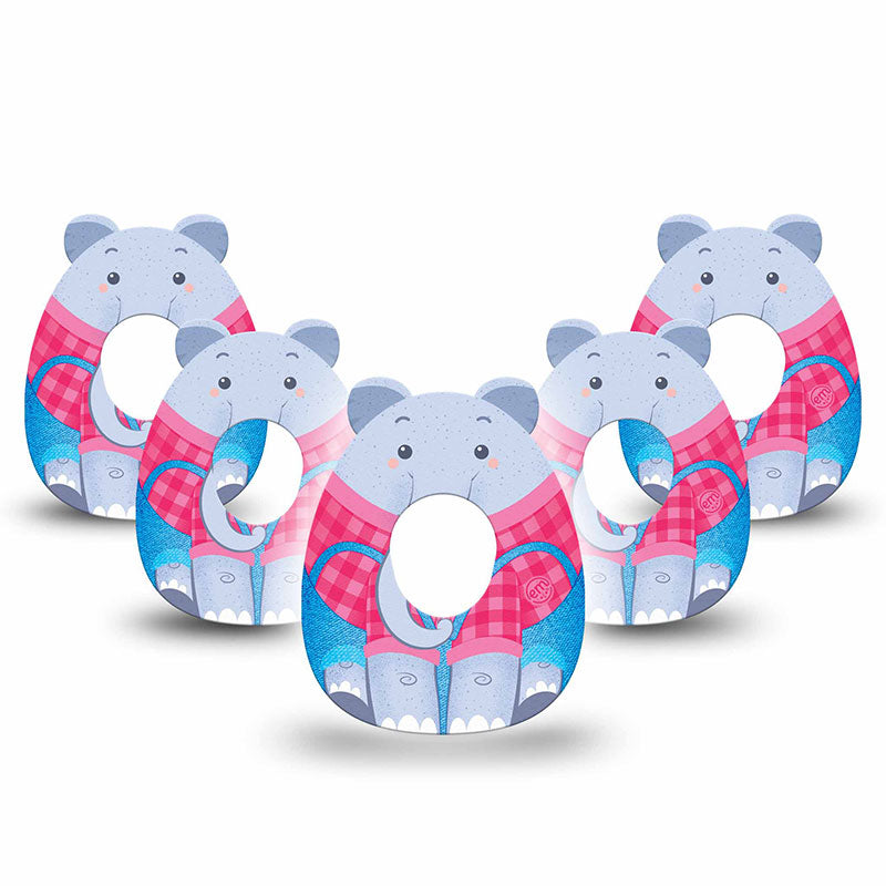 Dexcom G7 ExpressionMed tapes: Circus Elephant Gumdrop shape