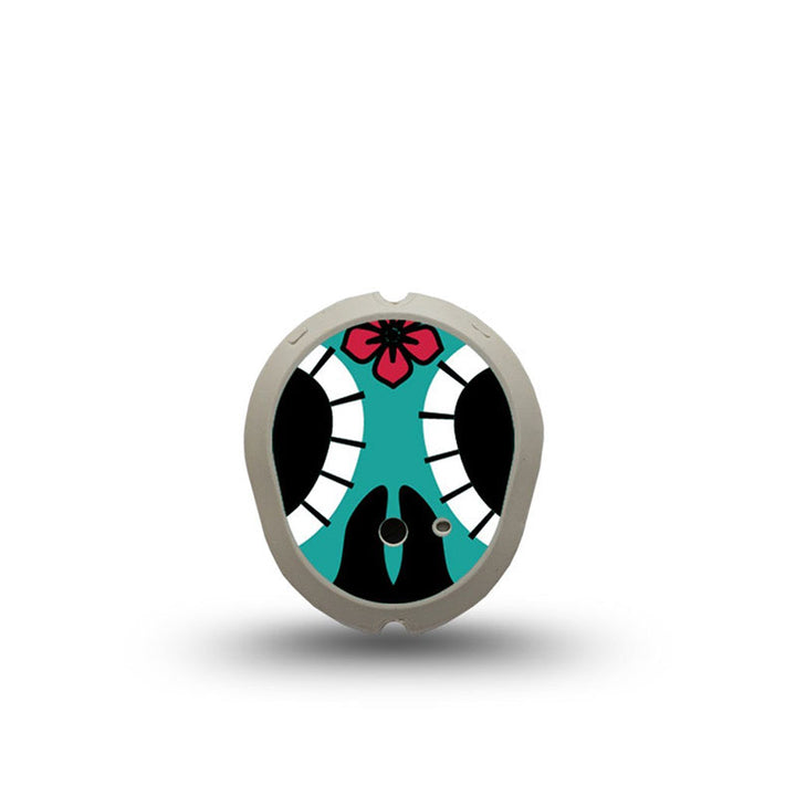 ExpressionMed Dexcom G7 transmitter sticker: Teal skull