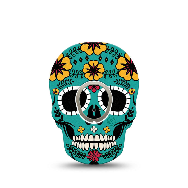 ExpressionMed Dexcom G7 transmitter sticker: Teal skull