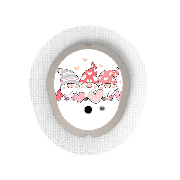 Dexcom G7 transmitter sticker: Valentine's gnomes