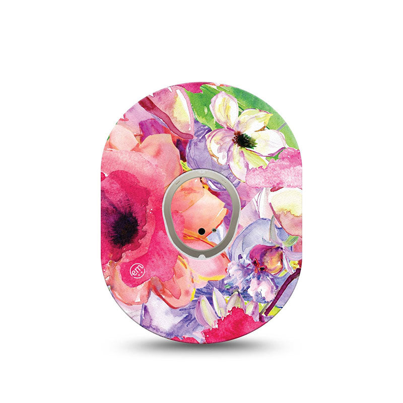 ExpressionMed Dexcom G7 transmitter sticker: Watercolor red flowers