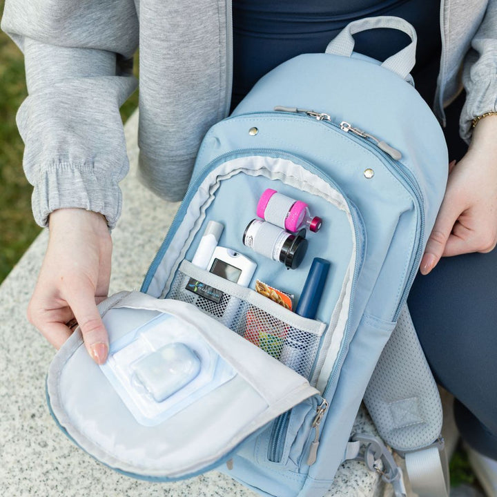 Sugar Medical Diabetes Dune Insulated Sling Backpack: Light Blue