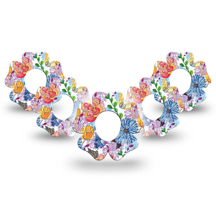 Dexcom G7 ExpressionMed tapes: Stylised floral flower tape