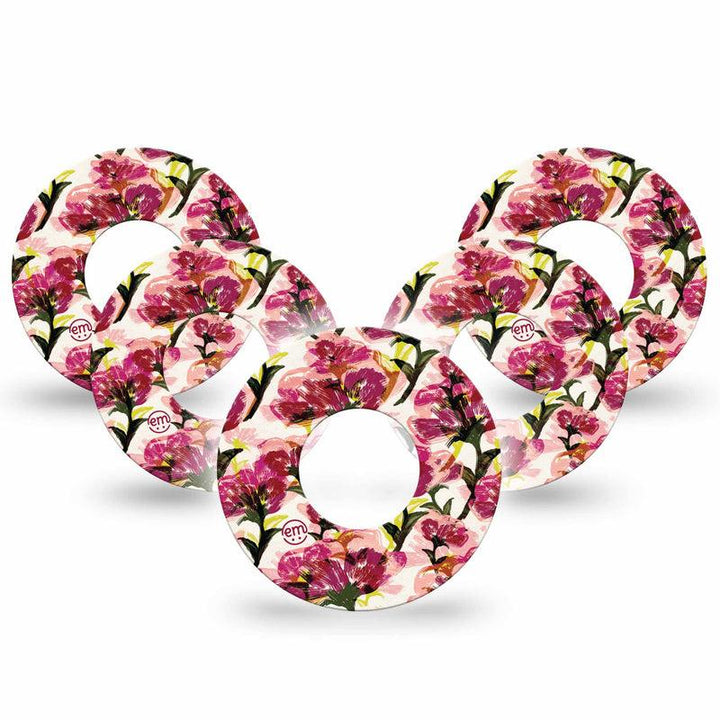 Freestyle Libre 1 & 2 ExpressionMed tapes: Maroon flowers