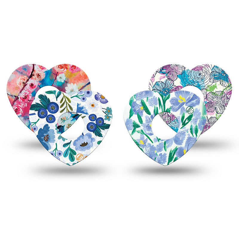 Freestyle Libre 3 ExpressionMed tapes: Fresh blooms variety pack heart tape