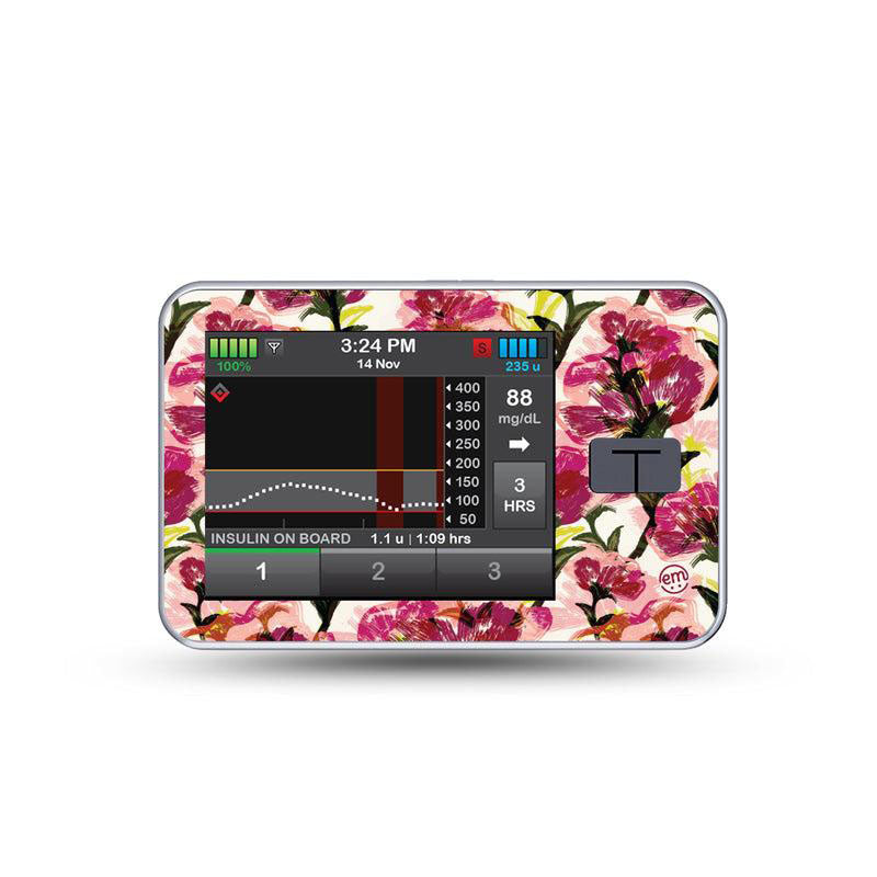 ExpressionMed Tandem t:slim decorative sticker: Maroon flowers