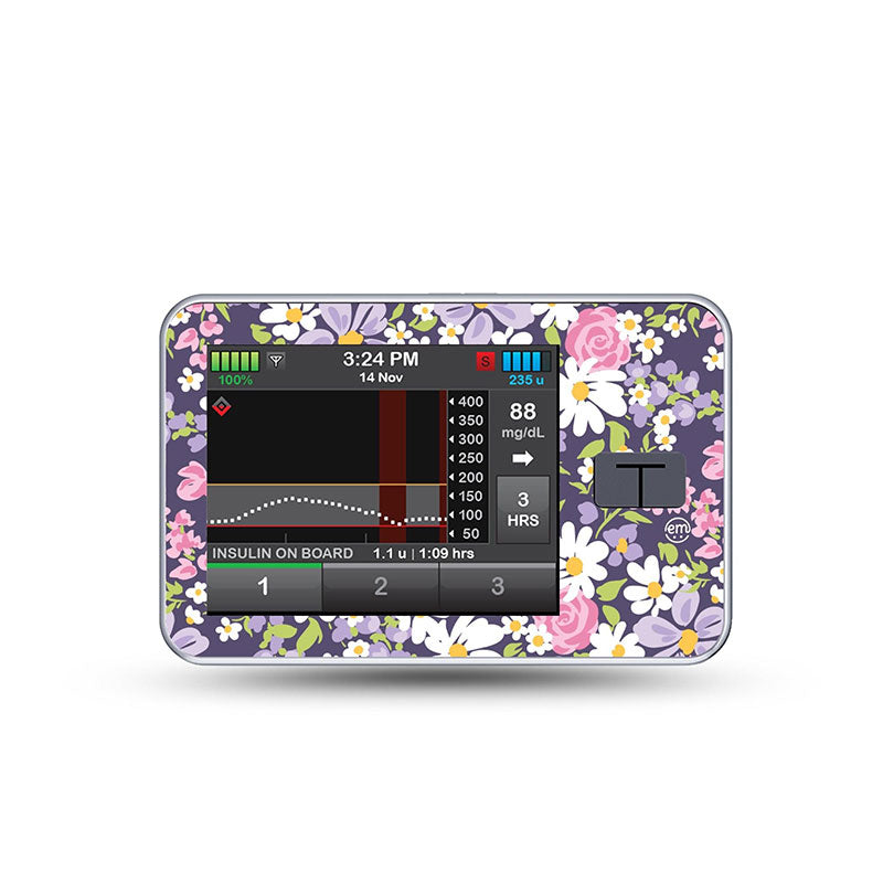 ExpressionMed Tandem t:slim decorative sticker: Pink and purple flowers