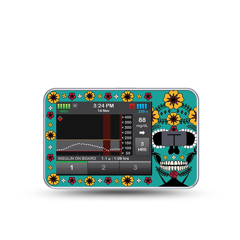 ExpressionMed Tandem t:slim decorative sticker: Teal skull