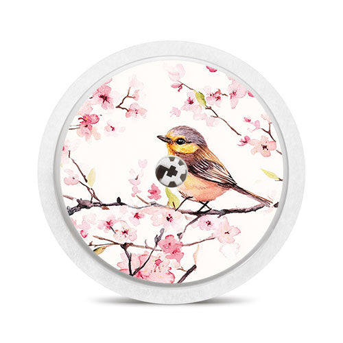 Freestyle Libre 2 sensor sticker: Cherry blossoms bird