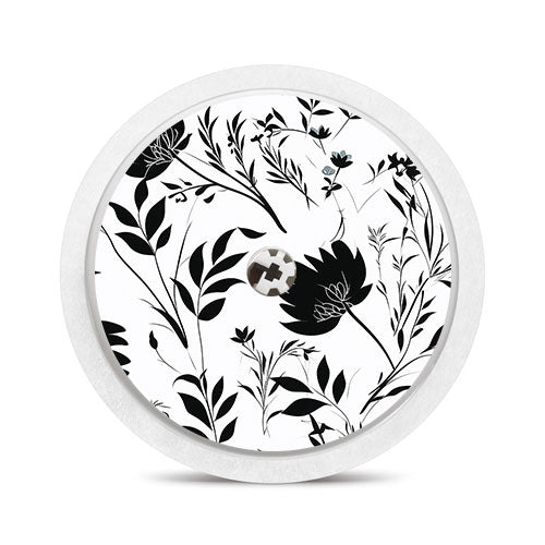 Freestyle Libre 2 sensor sticker: Black and white florals