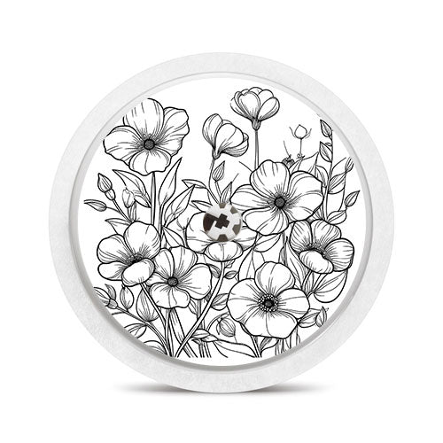 Freestyle Libre 2 sensor sticker: Black and white flower bouquet