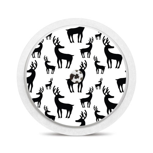 Freestyle Libre 2 sensor sticker: Black and white reindeer