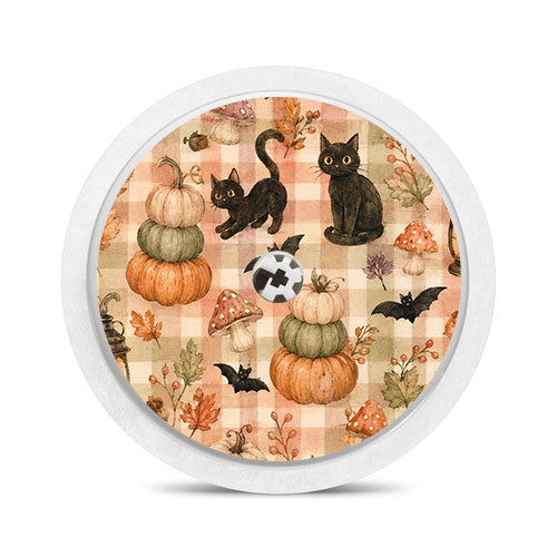 Freestyle Libre 2 sensor sticker: Black cat and pumpkin