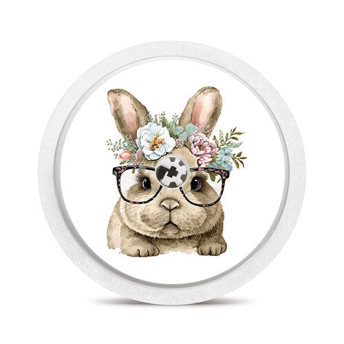 Freestyle Libre 1 & 2 sensor sticker: Bunny with glasses