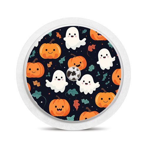 Freestyle Libre 2 sensor sticker: Cheery ghosts and pumpkins