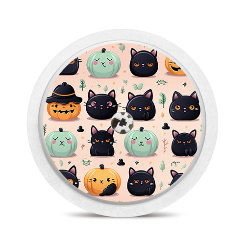 Freestyle Libre 1 & 2 sensor sticker: Halloween cats and pumpkins