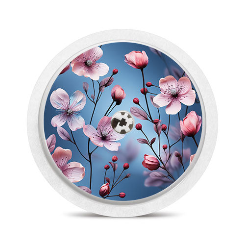 Freestyle Libre 2 sensor sticker: Minimalist blue flowers