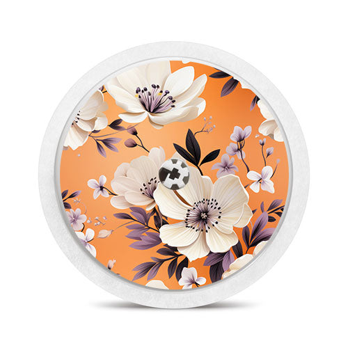 Freestyle Libre 2 sensor sticker: Minimalist orange flowers