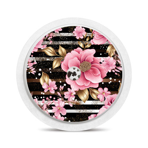 Freestyle Libre 1 & 2 sensor sticker: Pink gold floral