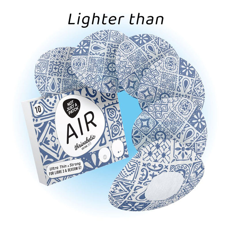 Not Just a Patch X Thrivabetic Air Adhesive patches for Dexcom G7 & Freestyle Libre 3: Mediterranean Blue - Pack of 10