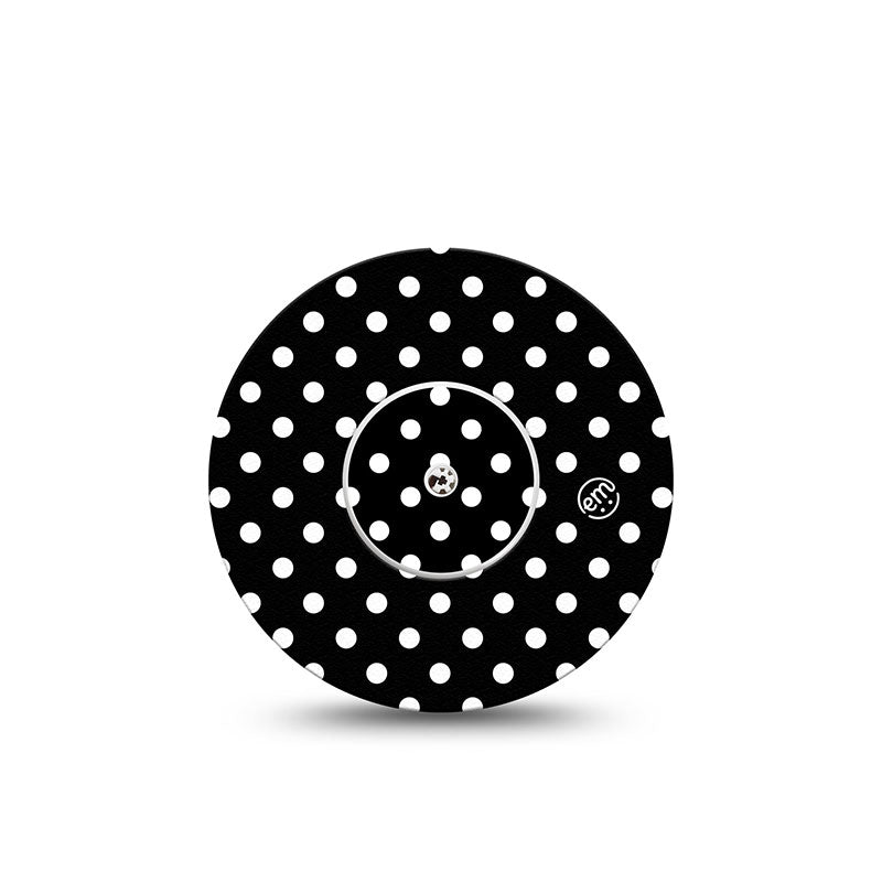 ExpressionMed Freestyle Libre 1 & 2 sensor sticker: Black and white polka dots